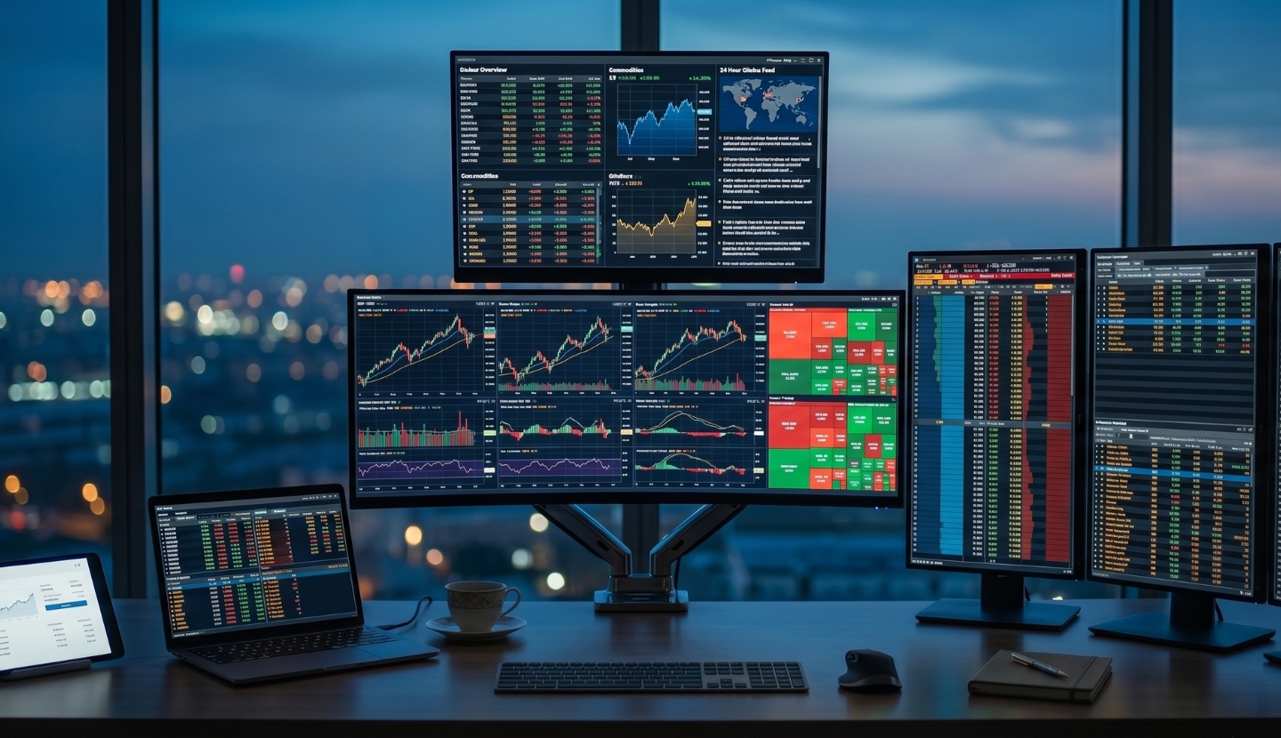 R. R. Nabar & Co. stock brokerage homepage header background showing financial trading interface